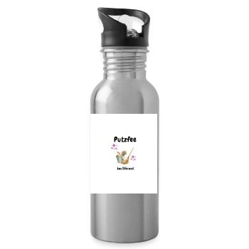 Putzfee  - Trinkflasche mit integriertem Trinkhalm - Lightsilver - Rechts
