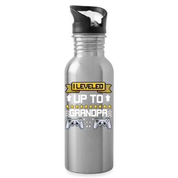 Retro Level Up zum Opa - Trinkflasche mit integriertem Trinkhalm - Lightsilver - Rechts