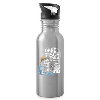  Ohne Fisch Schlaf Ich Nicht Ein Ohne Fisch Geh - Trinkflasche mit integriertem Trinkhalm - Lightsilver - Rechts