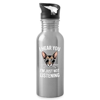 Orientalisch Kurzhaar Geschenk Katzen Sprüche - Trinkflasche mit integriertem Trinkhalm - Lightsilver - Rechts