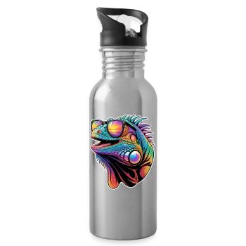 Leguane Sprüche Leguane Lustiges Leguane Geschenk  - Trinkflasche mit integriertem Trinkhalm - Lightsilver - Rechts