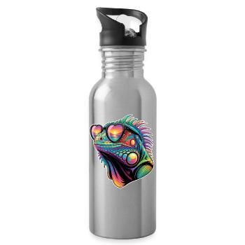 Leguane Sprüche Leguane Lustiges Leguane Geschenk  - Trinkflasche mit integriertem Trinkhalm - Lightsilver - Rechts