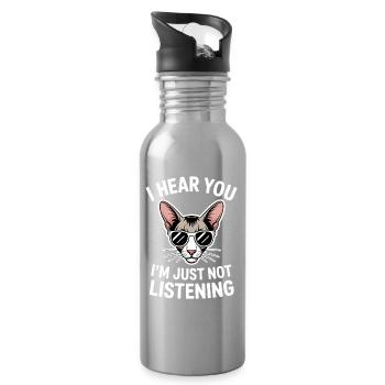 Orientalisch Kurzhaar Geschenk Katzen Sprüche - Trinkflasche mit integriertem Trinkhalm - Lightsilver - Rechts