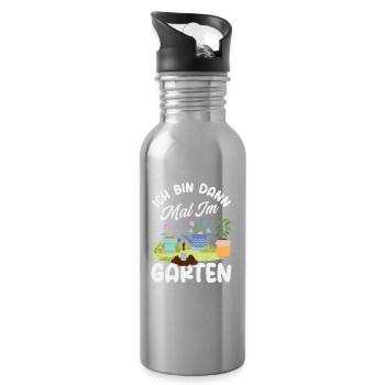 Ich Bin Dann Im Garten - Trinkflasche mit integriertem Trinkhalm - Lightsilver - Rechts
