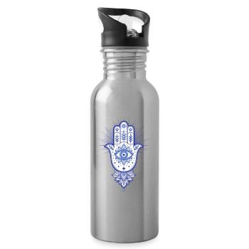 Spiritualität Heilige Geometrie Lotusblume Zen - Trinkflasche mit integriertem Trinkhalm - Lightsilver - Rechts