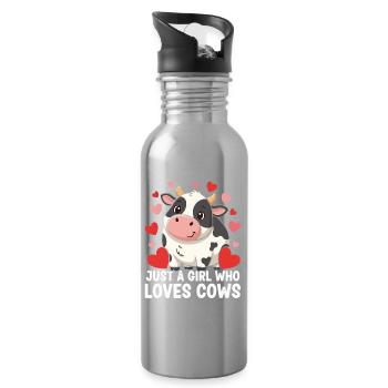Cow Love Girls & Cows - Water bottle with straw - silver - Right