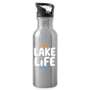 Insigne du Lever du Soleil Lake Life - Gourde avec paille intégrée - argent clair - Droite
