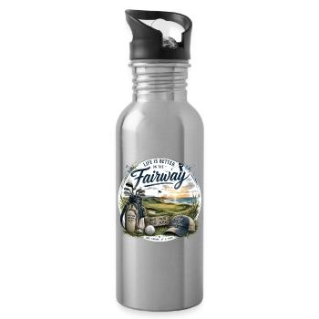 Life is Better on the Fairway – Golf Gift Desi - Water bottle with straw - silver - Right