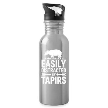 Tapire Sprüche Tapir Lustiges Tapire Geschenk - Trinkflasche mit integriertem Trinkhalm - Lightsilver - Rechts