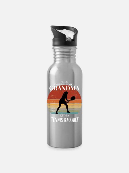 Tennis-Großmutter Geschenk für stolze Großmutter - Trinkflasche mit integriertem Trinkhalm - Lightsilver