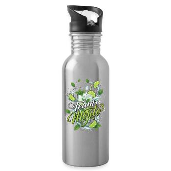 Barman de cocktails Mojito pour enterrement de vie de garçon - Gourde avec paille intégrée - argent clair - Droite