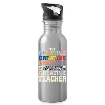 Kreative Lehrerin Teacher Bunt Geschenk - Trinkflasche mit integriertem Trinkhalm - Lightsilver - Rechts