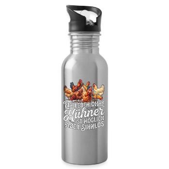 Hühnerliebhaber Hühnerhalter - Trinkflasche mit integriertem Trinkhalm - Lightsilver - Rechts