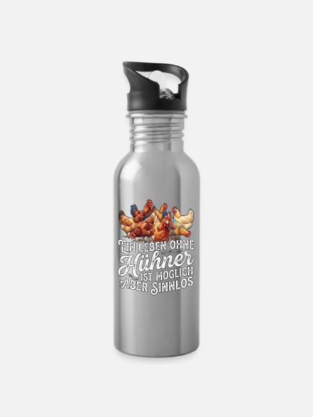 Hühnerliebhaber Hühnerhalter - Trinkflasche mit integriertem Trinkhalm - Lightsilver