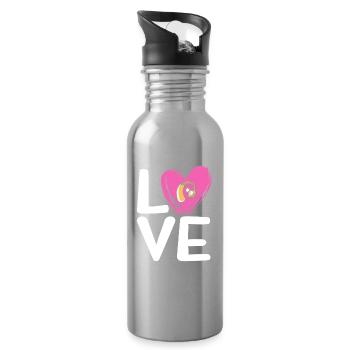 Taub Taubheit Deaf Gebärdensprache - Trinkflasche mit integriertem Trinkhalm - Lightsilver - Rechts