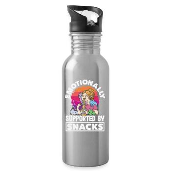 Ich Benötige Snacks, Lustiger Tierhumor - Trinkflasche mit integriertem Trinkhalm - Lightsilver - Rechts