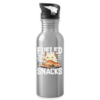 Ich Benötige Snacks, Lustiger Tierhumor - Trinkflasche mit integriertem Trinkhalm - Lightsilver - Rechts