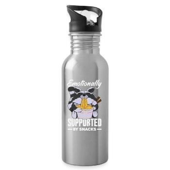 Ich Benötige Snacks, Lustiger Tierhumor - Trinkflasche mit integriertem Trinkhalm - Lightsilver - Rechts