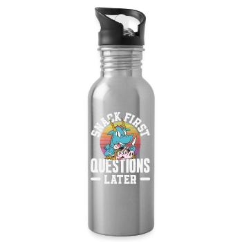 Ich Benötige Snacks, Lustiger Tierhumor - Trinkflasche mit integriertem Trinkhalm - Lightsilver - Rechts