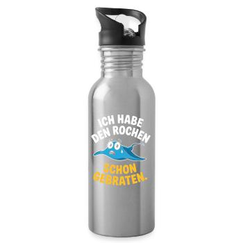 Rochen Schon Gebraten Stachelrochen Manta Rochen - Trinkflasche mit integriertem Trinkhalm - Lightsilver - Rechts