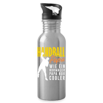 Handball Handballer Handball Trainer Fan Geschenk - Trinkflasche mit integriertem Trinkhalm - Lightsilver - Rechts