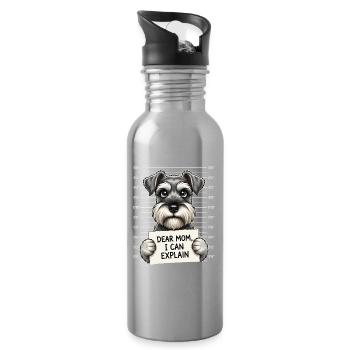 Liebe Mama, ich kann Schnauzer-Humor erklären - Trinkflasche mit integriertem Trinkhalm - Lightsilver - Rechts