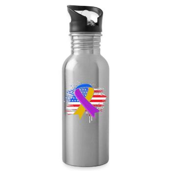 Blasenkrebs Krebs Blase - Trinkflasche mit integriertem Trinkhalm - Lightsilver - Rechts