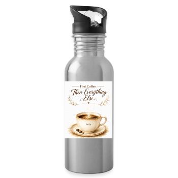 first_coffe_everything_else - Trinkflasche mit integriertem Trinkhalm - Lightsilver - Rechts