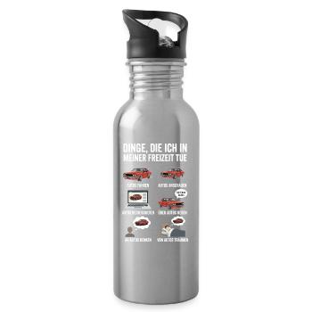 Dinge ich in meiner freizeit tue - Trinkflasche mit integriertem Trinkhalm - Lightsilver - Rechts