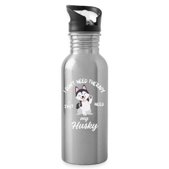 Husky-Therapiehund - Trinkflasche mit integriertem Trinkhalm - Lightsilver - Rechts