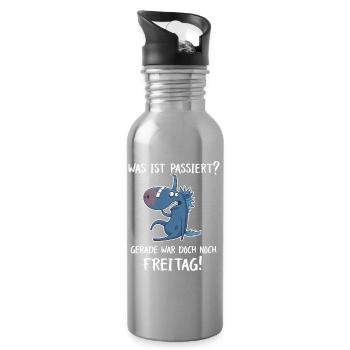 Gerade war doch Freitag – Einhorn Party - Trinkflasche mit integriertem Trinkhalm - Lightsilver - Rechts