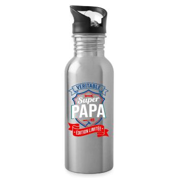 Super Papa Édition Limitée Fête Des Pères - Gourde avec paille intégrée - argent clair - Droite