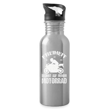 Freiheit Motorrad - Trinkflasche mit integriertem Trinkhalm - Lightsilver - Rechts