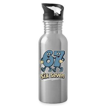 six seven | Zahlenduo 6 und 7 | Fröhliche Ziffern - Trinkflasche mit integriertem Trinkhalm - Lightsilver - Rechts