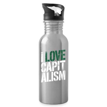 I Love Capitalism Unternehmer Aktien Kapitalismus - Trinkflasche mit integriertem Trinkhalm - Lightsilver - Rechts