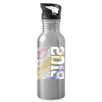 LIMITED EDITION 2018 - 8 JAHRE - 8. GEBURTSTAG - Trinkflasche mit integriertem Trinkhalm - Lightsilver - Rechts