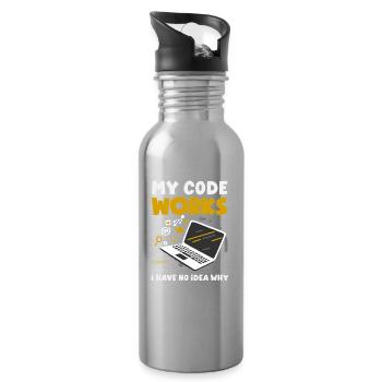 My Code Works Programmierer - Trinkflasche mit integriertem Trinkhalm - Lightsilver - Rechts