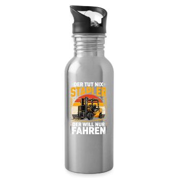  Der Tut Nix Stapler Der Will Nur Fahren - Trinkflasche mit integriertem Trinkhalm - Lightsilver - Rechts