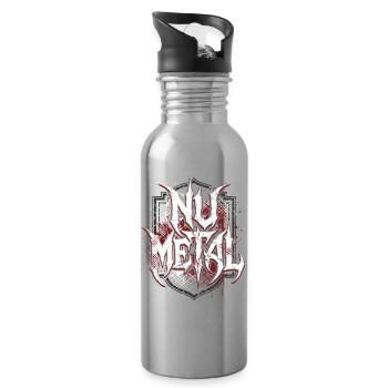Nu Metal Grunge Wappen für Metalheads - Trinkflasche mit integriertem Trinkhalm - Lightsilver - Rechts
