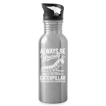 Raupen Sprüche Raupe Lustiges Raupen Geschenk - Trinkflasche mit integriertem Trinkhalm - Lightsilver - Rechts