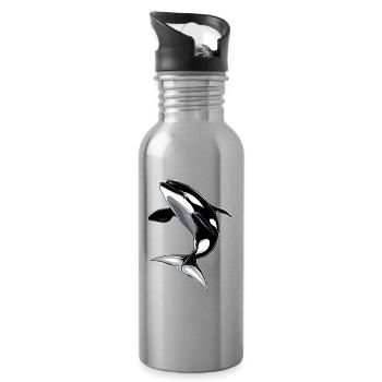 Orca Killer Whale Killer Whale Marine Animals Orcas - Water bottle with straw - silver - Right