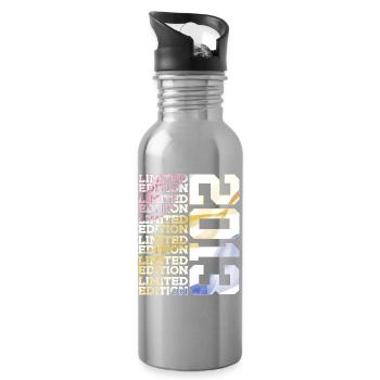 LIMITED EDITION 2013 - 13 JAHRE - 13. GEBURTSTAG - Trinkflasche mit integriertem Trinkhalm - Lightsilver - Rechts