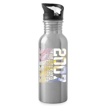 LIMITED EDITION 2007 - 19 JAHRE - 19. GEBURTSTAG - Trinkflasche mit integriertem Trinkhalm - Lightsilver - Rechts