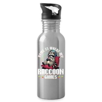 Gamer Gaming Cat Video Game - Trinkflasche mit integriertem Trinkhalm - Lightsilver - Rechts