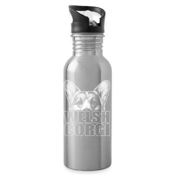 welsh_corgi_Font_Fashion - Trinkflasche mit integriertem Trinkhalm - Lightsilver - Rechts