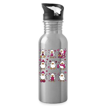 Lustige Häkel-Enten-Häkel-Liebhaber von Garnliebhabern - Trinkflasche mit integriertem Trinkhalm - Lightsilver - Rechts