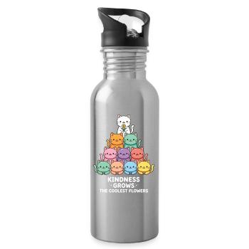 Kindness Grows The Coolest Flowers - Trinkflasche mit integriertem Trinkhalm - Lightsilver - Rechts