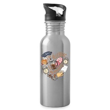 Coffee I'm Allergic To Mornings - Trinkflasche mit integriertem Trinkhalm - Lightsilver - Rechts