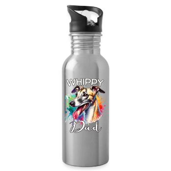 Windhund Papa - Trinkflasche mit integriertem Trinkhalm - Lightsilver - Rechts