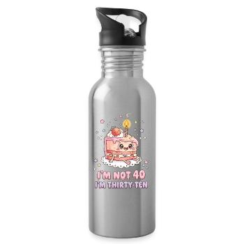 I'm not 40 Im 30 Ten Birthday - Trinkflasche mit integriertem Trinkhalm - Lightsilver - Rechts